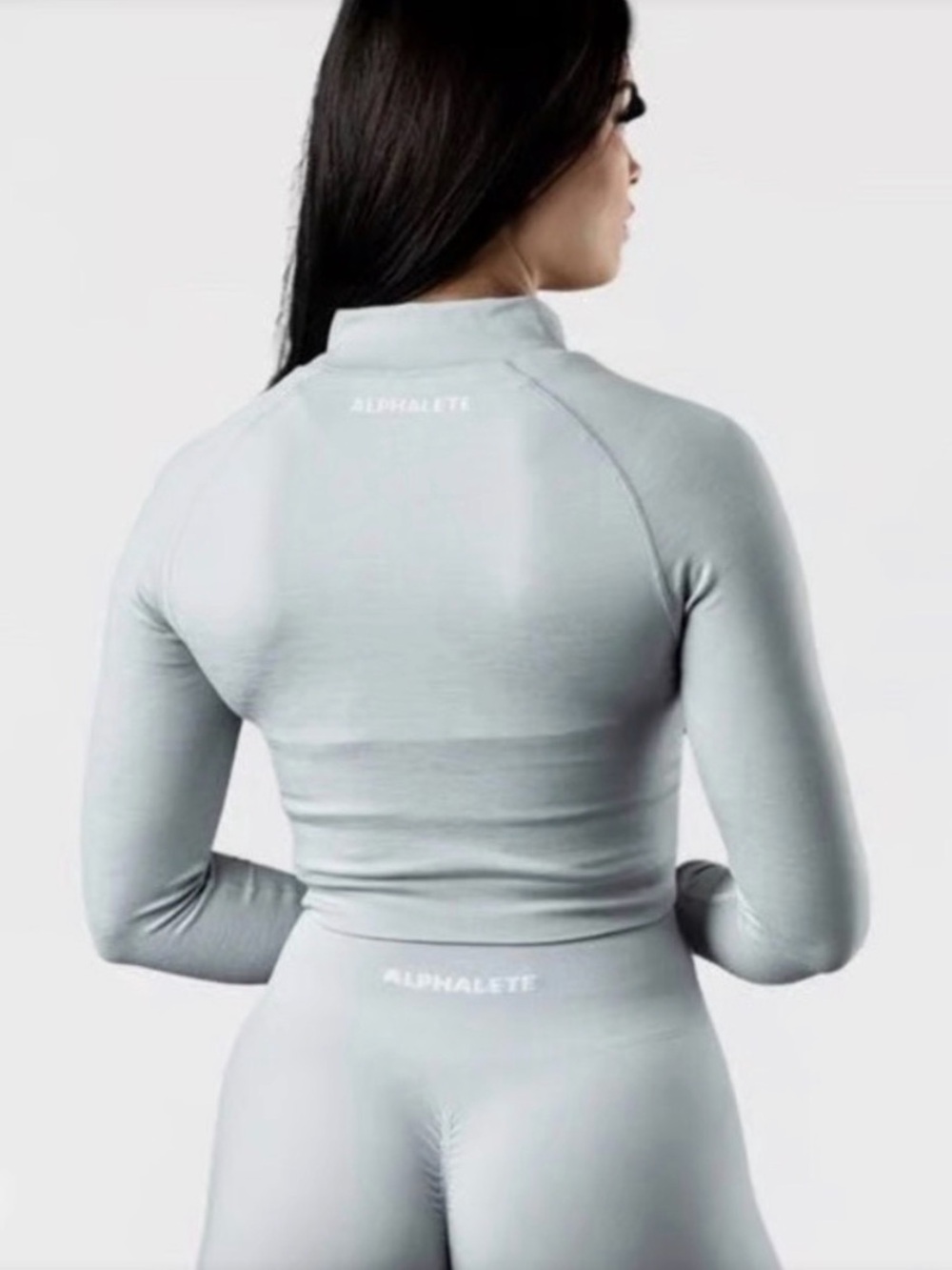 *FULL SET* Alphalete Amplify Jacket, Bra, and Legging - Silver Sky - Small